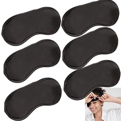 6 Pack Blindfold Eye Mask Cover Sleep Mask for Party Games Travel Sleep Team Build Party Supply with Adjustable Strap for Women Men Kids, Black