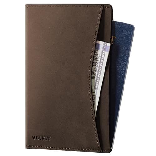 VULKIT Passport Cover Ultra Slim Design Leather Travel Wallet with Back 2 Card Slots, RFID Blocking Passport Sleeve Travel Essential