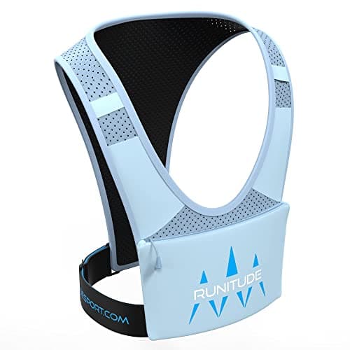Runitude Running Phone Holder Vest | Chest Pouch | Train Lightweight | Key Clip Holder | Light Straps | Waterproof | Reflective | Men & Women (Silver)