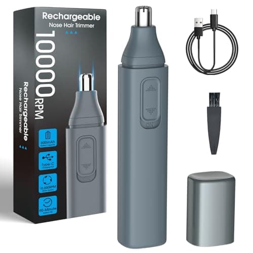JISHO Nose Hair Trimmer for Men and Women– 10000 RPM Powerful Motor with Dual Stainless Steel Edge Blades USB Type-C Rechargeable for Easy Cleansing Travel Size