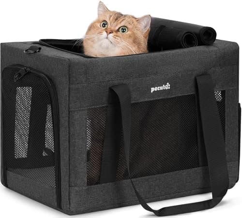 pecute Cat Carrier Stable, Pet Carrier Stable Steel Frame,Dark Grey