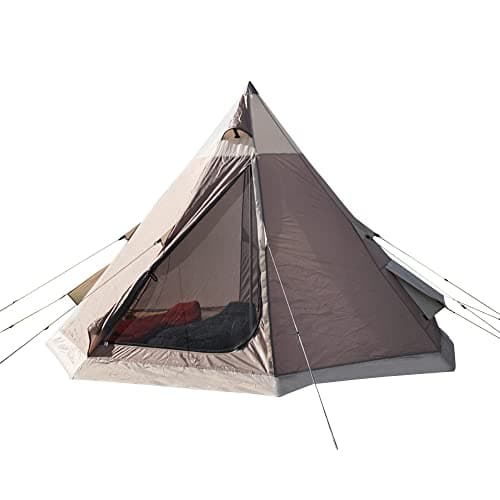 Eurohike Teepee 4 Man Tent with Easy to Pitch 1 Pole Construction & Sewn in Groundsheet, 4 Person Tipi, Waterproof & Ventilated, Ideal for Festivals, Wild Camping Trips, Backpacking & Hiking (Grey)