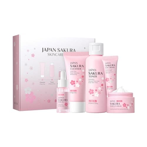 LAIKOU Sakura Skincare Set for All Skin Types 5PCS Travel-Friendly Sizes