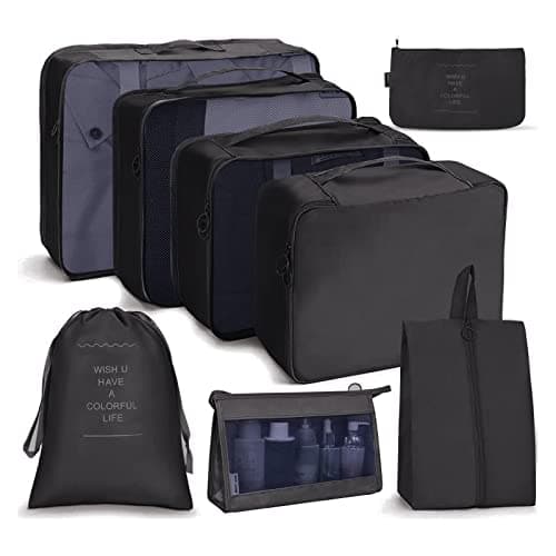 OSDUE Packing Cubes for Suitcase, 8PCS Thickening Travel Organiser Packing Bags Lightweight Travel Accessories Organizers Essentials Clothes Shoes Cosmetics Toiletries Storage Bags