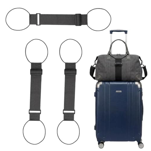 3 Pcs Luggage Connector Straps for Suitcases Heavy Duty Bag Attachment Strap Suitcase Belt, Travel Accessories Baggage Elastic Connector to Secure Backpacks & Handbags to Rolling Luggage Handles