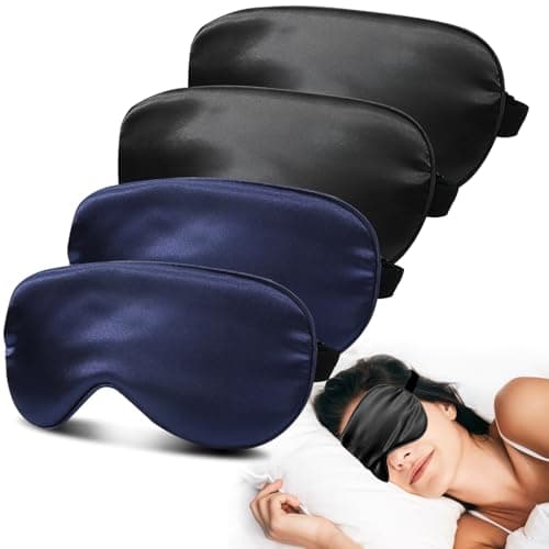 JroyJoy Super Soft Silk Sleep Mask, 100% Blackout for Sleeping (4 Packs)