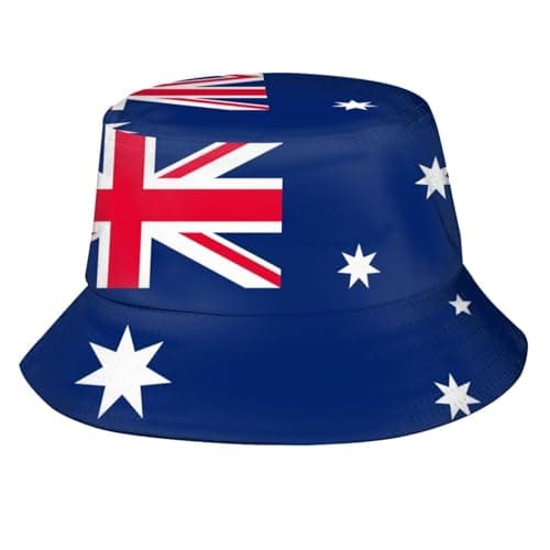 Stylish National Flags Bucket Hat Sun Protection Packable Fisherman Hat Summer Hat Unisex Outdoor Travel for Women Men, Australia, One size