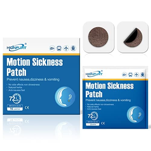 Hionfurt Motion Sickness Patches, 16 Patches for Car, Sea and Air Travel