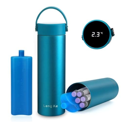 Leng Ke 48H Insulin Cooler Travel Case with Temperature Display, Refrigerated Medicine Travel Bag with ℃/℉ Digital Temp Display, Medication Travel Cooler with TSA Approved Ice Box (Ice Blue)