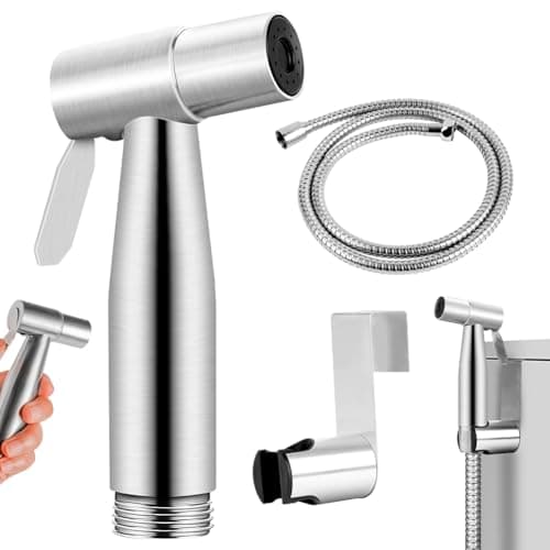 HOTUT Portable Bidet Sprayer Kit, Stainless Steel Bidet Shower Head with Hose, Handheld Toilet Bidet Sprayer Kit, Hand Held Bathroom Cloth Diaper Sprayer Set for Feminine Hygiene, Pet Shower, Bathroom