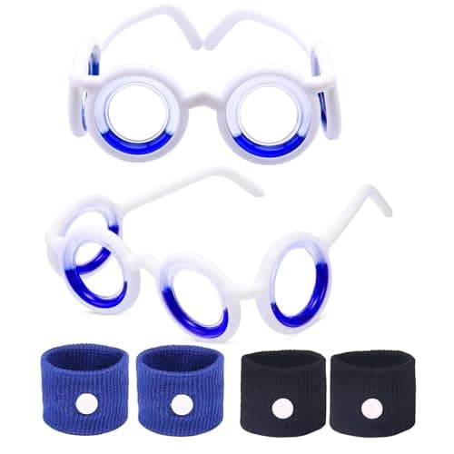 Motion Sickness Glasses,6Pcs Travel Sickness Glasses Sickness Bands Nausea Relief Glasses Car Sickness Airsick Sickness Seasickness for Kids and Adults