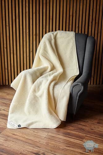 Merino Wool - Merino Wool Blanket Made of 100% Virgin Wool, Baby Blanket Cools in Summer & Warms in Winter, Natural and Temperature-Regulating (Cream, 140 x 100 cm)