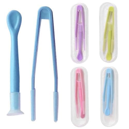 4 Pack Contact Lens Remover and Inserter Tool Set,Portable Contact Lens Remover Tool with Tweezers Suction Stick,Vision Care Aid for Soft Lenses,for Travel and Daily Use(Pink,Green,Blue,Purple)
