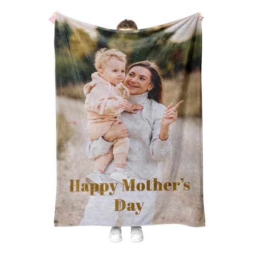 Personalised Photo Blanket, Customised Blanket with Pictures, Soft & Cosy Custom Blanket for Adults & Kids, Thoughtful Gifts for Mum, Dad, Best Friend, Boyfriend, or Girlfriend