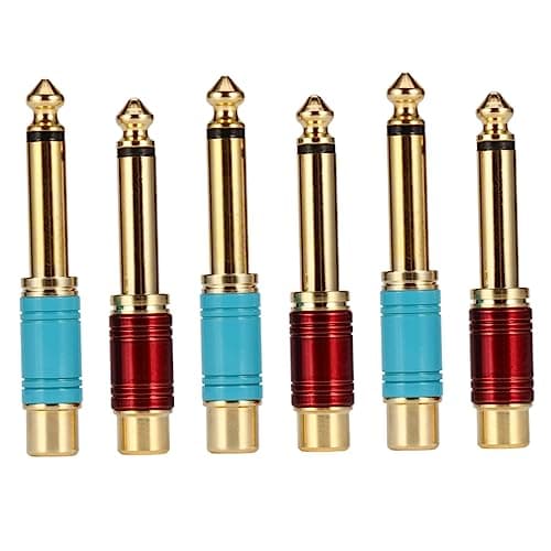 FUNNETOYU 6pcs Female Jack to Jumbo Plug Adapter for Guitar Stereo Non-slip to Mono Jack
