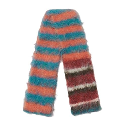 Maxtonser Color Blocking Stripe Knit Scarf Soft Knitting Fabric Neckerchief Lightweight Unisex Winter Accessory, for Family Travel