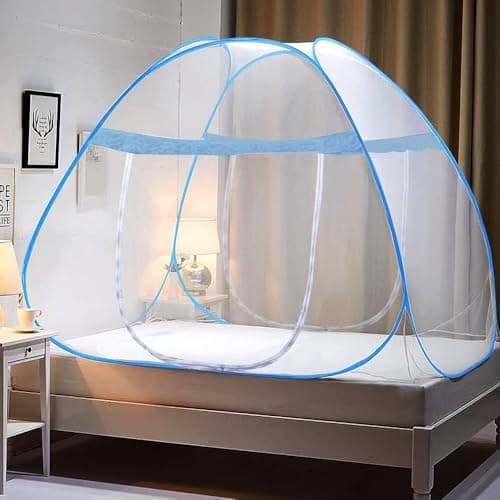 Aoreun Pop Up Mosquito Net for Double Bed, 180 x 200 x 150 cm Foldable Mosquito Net Double Door Mosquito Tent Bed Net Portable Travel Mosquito Netting for Bedroom, Camping, Outdoor, Travel