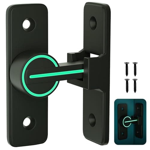 Palmcee Sliding Door Kit, 90° Heavy Duty Latch Hook Door Lock, Zinc Alloy Luminous Gate Gate Latch, Hotel Door Lock Travel Safety, Bathroom Lock with Door Bolt Door Catch for Bathroom Window
