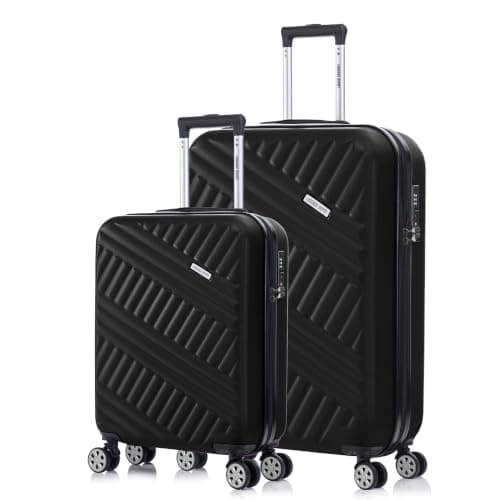 Luggage Depot 2 Piece Travel Set, TSA Locks, Dual Spinner Wheels, Black