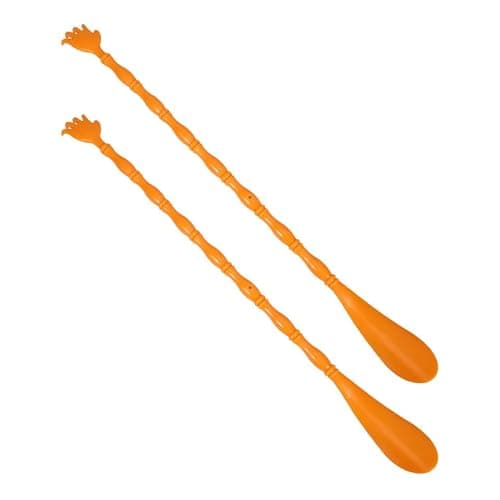 Hand Shaped Back Scratcher and Shoehorn 2pcs Plastic Orange