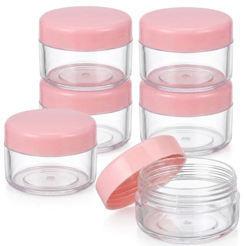 6 Pcs 10g Cosmetic Jars, Travel Pots Refillable Clear Plastic Jars with Screw Lids, Small Containers with Lids for Cream, Lotion, Balm, Makeup & Skincare Storage