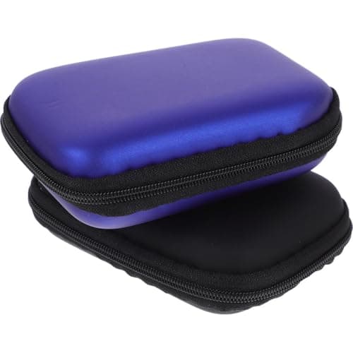 Portable Earphone Organizer Bag 2 Pcs Nylon Aluminium Alloy Black Blue