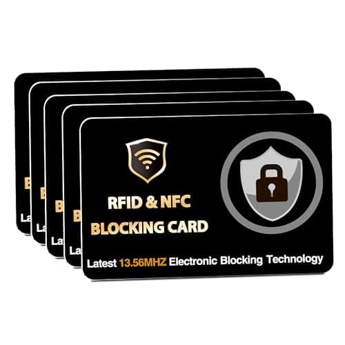 DevTech IT RFID Blocking Cards, 5 Pack Contactless/NFC Bank Card Protectors for Wallets and Purses, Black Finish
