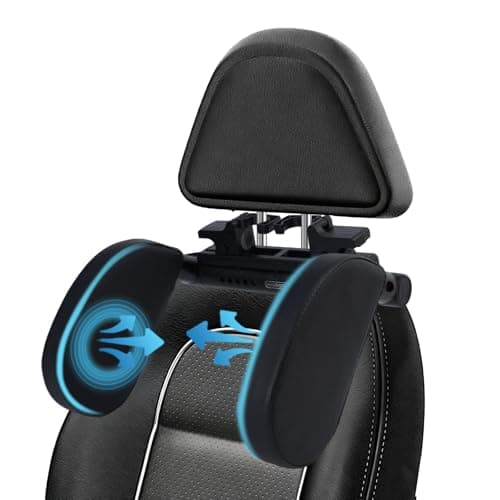 Alaoo Car Seat Headrest Pillow, Detachable and Adjustable Double Sided Support Headrest, Travel Sleep Side Pillow for Adults and Kids, Black