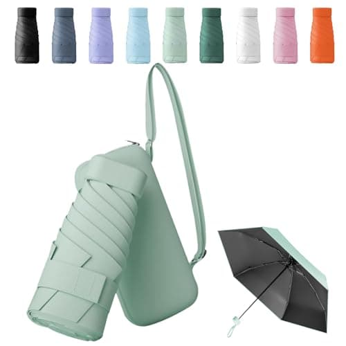 Sykerout Travel Umbrella - Compact, Lightweight, Windproof, UV Protection, with Capsule Case, Perfect for Women's Handbags(Mint Green)