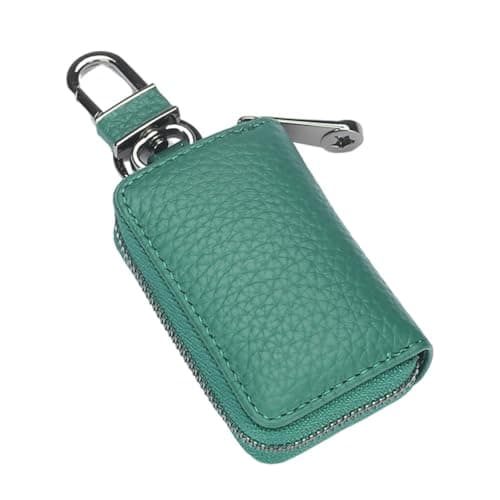 Zymoplas Retro Leather Wallet Portable Beach Door Car Keys Purse Fashion Soft Credit Card Organizer Pocket Holder Women Men, Green
