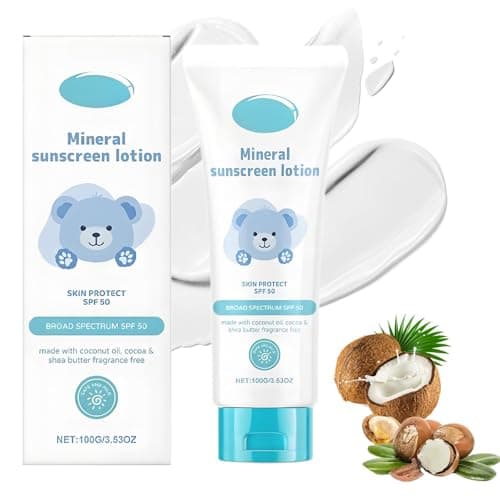 Mineral Sunscreen Lotion SPF 50 for Sensitive Skin - Broad Spectrum Sunblock Cream with Natural Ingredients, Daily Sun Protection for Adults and, Travel Size 100g, Fragrance-Free, Water-Resistant