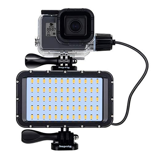 Suptig 60 LED Video Light with 5200mAh Portable Charger Portable Lighting Compatible for Gopro Hero 13, Hero 12, Hero 11/10/9/8/7/6/5/4/3/3+/Gopro Max, DJI osmo Insta 360 ace pro, Waterproof 164f