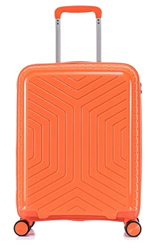 DK Luggage 20” Cabin Ryanair, EasyJet, BA, Jet 2 Hard Shell Approved Hand Luggage Polypropylene Suitcase 4 Wheel Spinner Luggage PP20 Orange