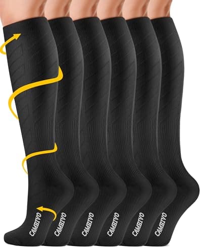 CAMBIVO Compression Socks 3 Pairs for Men & Women, 20-30 mmHg Flight Socks
