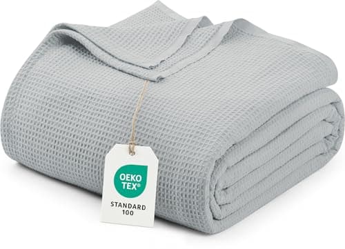 Utopia Bedding Waffle Weave Summer Blanket, (Cool Grey, Queen - 228x228 cm)