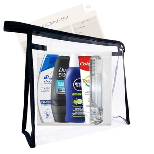 Travel Toiletries Set for Men – Mini Travel Toiletry Kit with TSA Approved Liquids – Airport Friendly Men’s Travel Essentials for Holiday, Business, Overnight Stay