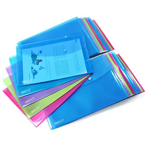 Rapesco 1677 ECO Recycled Popper Wallets, A4+, Pack of 25