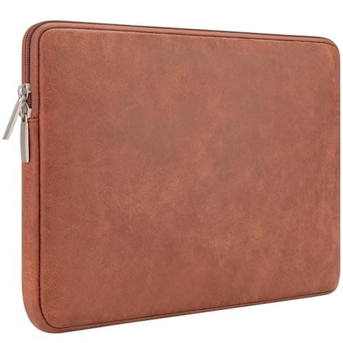 RAINYEAR 11 Inch Laptop Sleeve PU Suede Leather Carrying Case, Brown