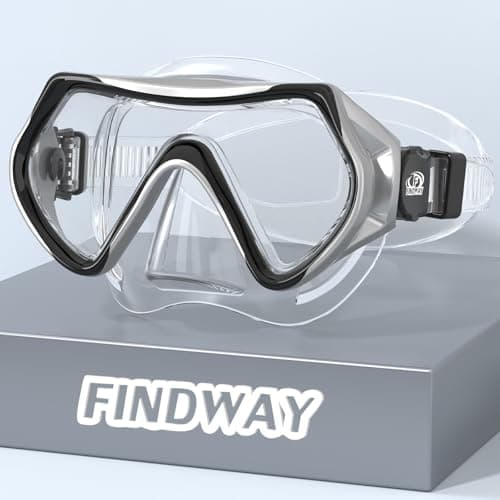 Findway Snorkel Mask,180°view Snorkelling Mask Adult & Junior, Diving mask Anti-Fog & Anti-UV Tempered Glass, Wide View Snorkel Mask, Easy Adjustable Strap Mask for Diving, Snorkelling and Swimming