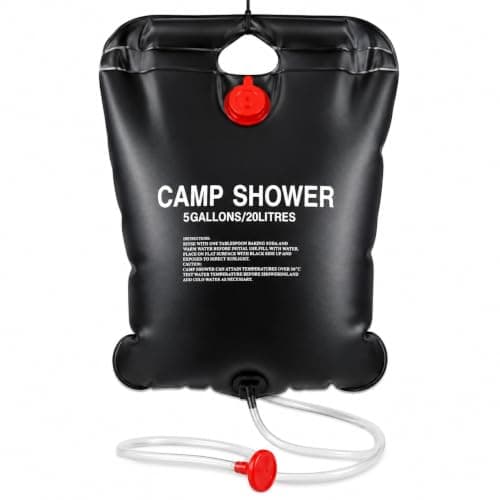 GrassWarehouse 20L Solar Shower Camping Bag Portable Outdoor Camp Shower with Hose & Shower Head, Solar Heated 5 Gallon Water Bag for Camping, Beach, Hiking, Festivals & Garden Use