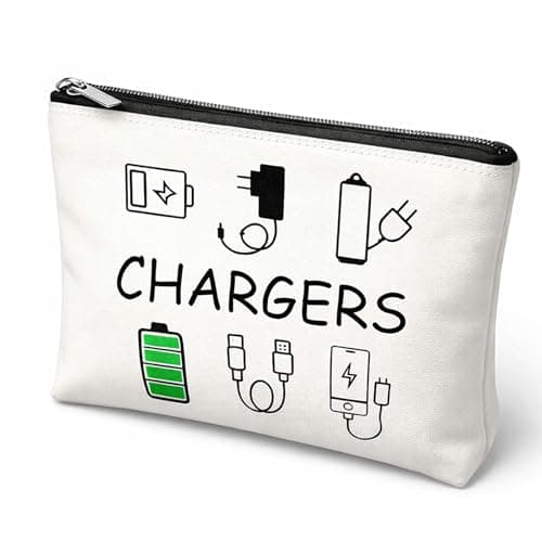 Charging Cable Organiser Bag for Travel – Waterproof Canvas Pouch with Zipper – Tech Accessories Holder & USB Gadget Storage Portable Electronics Case for Women & Men Holiday Essentials