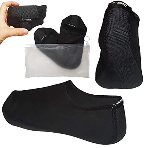 SwimCell Swimming Socks - Lightweight Water Socks With Rubber Sole - Medium
