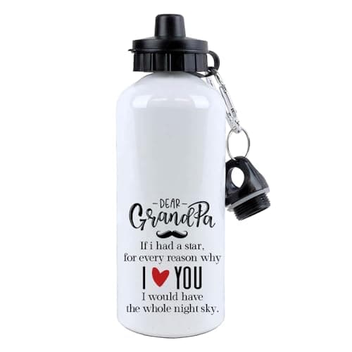 Dear Grandpa, If I Had a Star, Gift For Grandpa, 500 ml Aluminium Water Bottle.