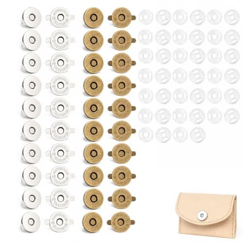 20Pcs Round Alloy Magnetic Snap Buttons, 18mm Magnetic Purse Clasps Silver & Antique Bronze for Bags & Garments