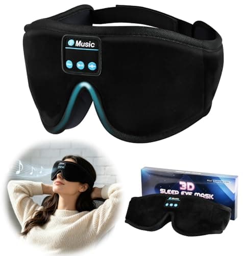 KARFUN Eye Mask with Bluetooth Headphones, 100% Blackout 3D Sleep Headphone