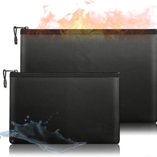 Fireproof Document Bag with Silicone Aluminum Foil, Waterproof File Storage for Important Papers, Contracts and Money, Heat Resistant Security Pouch for Home and Office(20X30CM)