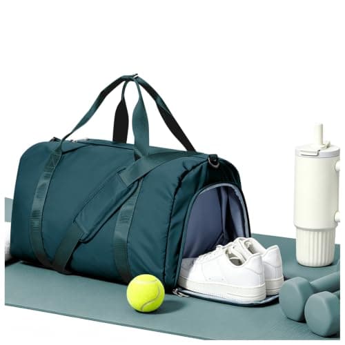 HYC00 Gym Bag Womens Mens Small Sports Duffle Bags with Shoes Compartment & Wet Pocket Weekend Travel Duffel Bags for Women Carry on Overnight Bag Hospital Holdall for Swimming Yoga, Peacock Blue