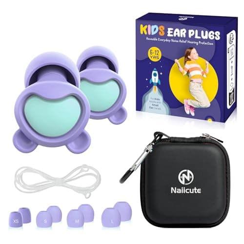 Naiicute Kids Ear Plugs 6+yrs, Reusable Noise Reduction Hearing Protection