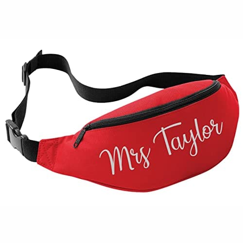 Nametape Express Belt-Bum Bag/Fanny Pack - Stay organised and Stylish on-the-go with This Personalised Money Belt fastival Bag Hip Purse Printed with Name (Red)