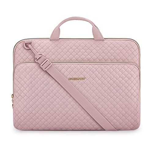 bagsmart Laptop Sleeve Carrying Case with Pocket, Computer Protective Cover for MacBook Air 2025 ASUS Lenovo HP Notebooks (Pink, 15.6 Inch - With Strap)